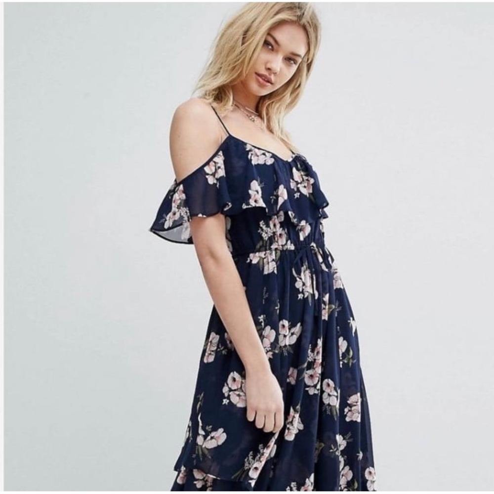 Abercrombie & Fitch Maxi Dress Womens‎ Blue Floral Flowy Romantic Cottagecore SM